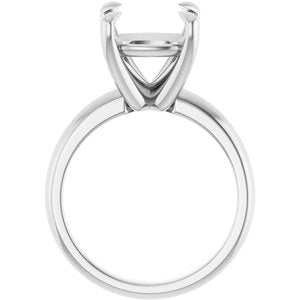 Platinum 10x10 mm Cushion Solitaire Engagement Ring Mounting
