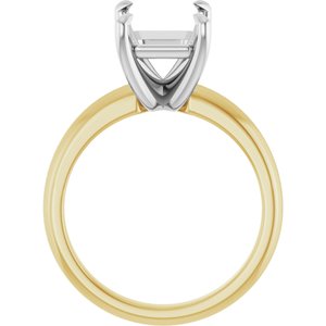 14K Yellow/White Gold 10x8 mm Emerald Solitaire Engagement Ring Mounting