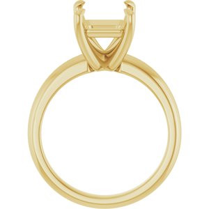 14K Yellow Gold 10x8 mm Emerald Solitaire Engagement Ring Mounting
