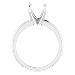 14K White Gold 6x6 mm Square Solitaire Engagement Ring Mounting