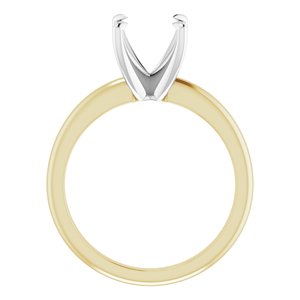 14K Yellow/White Gold 6x6 mm Square Solitaire Engagement Ring Mounting