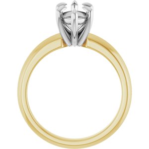 14K Yellow/White Gold 12x6 mm Marquise Solitaire Engagement Ring Mounting