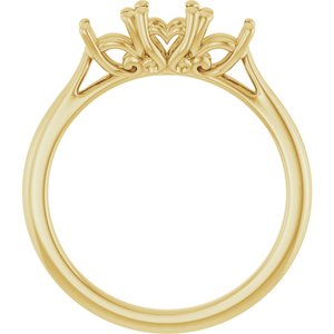 14K Yellow Gold 6x4 mm Oval Three-Stone Engagement Ring Mounting