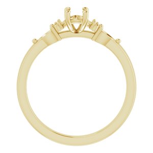 14K Yellow Gold 6x4 mm Oval Accented Split Shank Engagement Mounting