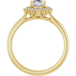 14K Yellow Gold 7x5 mm Oval 1/5 CTW Lab-Grown Diamond Semi-Set Engagement Ring