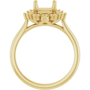 14K Yellow Gold 8x6 mm Emerald Engagement Ring Mounting