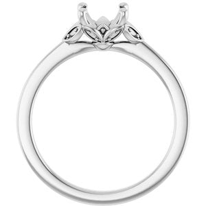 14K White Gold 6.5 mm Round Engagement Ring Mounting