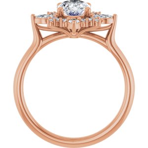 14K Rose Gold 8x6 mm Oval 1/3 CTW Natural Diamond Semi-Set Engagement Ring