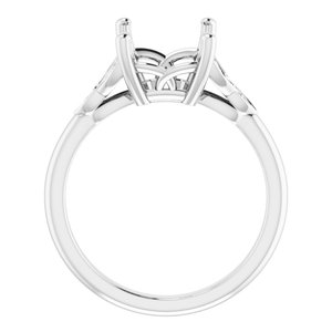 14K White Gold 10x8 mm Emerald Engagement Ring Mounting