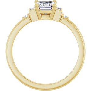 14K Yellow Gold 7x5 mm Emerald 1/10 CTW Natural Diamond Semi-Set Engagement Ring