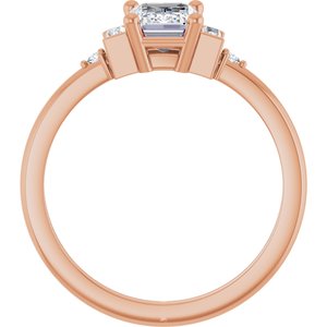 14K Rose Gold 7x5 mm Emerald 1/10 CTW Natural Diamond Semi-Set Engagement Ring