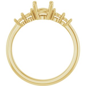 14K Yellow Gold 6.5 mm Round Accented Engagement Ring Mounting