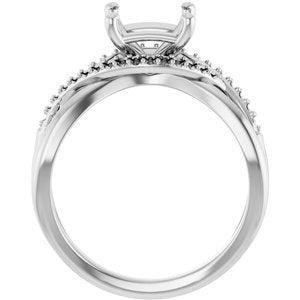 14K White Gold 6.5 mm Square Engagement Ring Mounting
