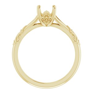 14K Yellow Gold 6 mm Round Solitaire Engagement Ring Mounting