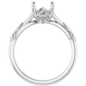 14K White Gold 9x7 mm Oval Solitaire Engagement Ring Mounting