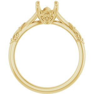 14K Yellow Gold 8x6 mm Oval Solitaire Engagement Ring Mounting