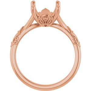 14K Rose Gold 10x8 mm Emerald Solitaire Engagement Ring Mounting
