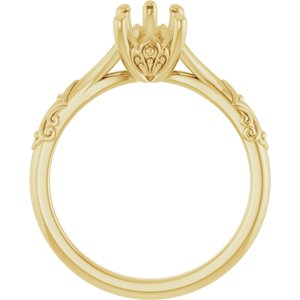 14K Yellow Gold 9x6 mm Pear Solitaire Engagement Ring Mounting