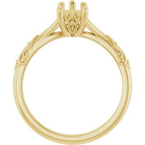 14K Yellow Gold 8x5 mm Pear Solitaire Engagement Ring Mounting