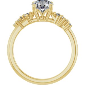14K Yellow Gold 6.5 mm Round 1/10 CTW Lab-Grown Diamond Semi-Set Engagement Ring