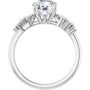 14K White Gold 7.4 mm Round 1/8 CTW Lab-Grown Diamond Semi-Set Engagement Ring