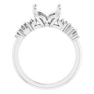14K White Gold 11x9 mm Oval Engagement Ring Mounting