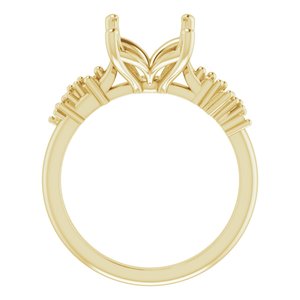 14K Yellow Gold 10x8 mm Emerald Engagement Ring Mounting