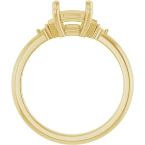14K Yellow Gold 8x6 mm Emerald Engagement Ring Mounting