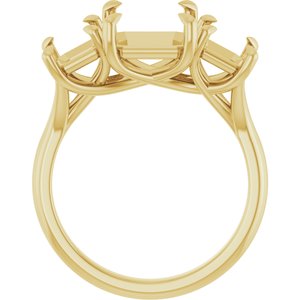 14K Yellow Gold 10x8 mm Emerald Engagement Ring Mounting