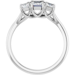 14K White Gold 6x4 mm Emerald 3/4 CTW Lab-Grown Diamond Semi-Set Engagement Ring