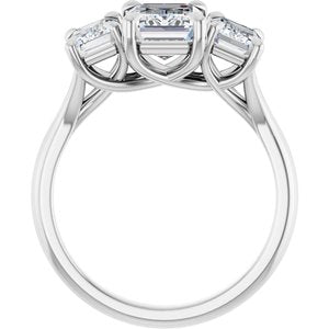 14K White Gold 8x6 mm Emerald 1 1/4 CTW Lab-Grown Diamond Semi-Set Engagement Ring