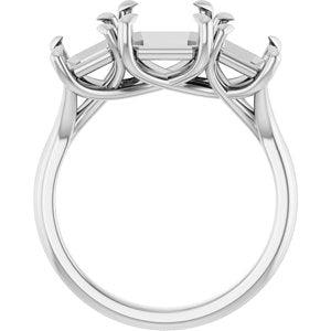 Platinum 9x7 mm Emerald Engagement Ring Mounting