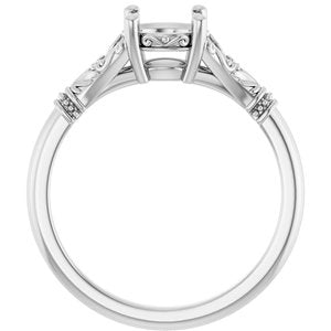 14K White Gold 6.5 mm Round Solitaire Engagement Ring Mounting