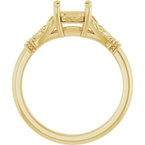 10K Yellow Gold 6 mm Asscher Solitaire Engagement Ring Mounting