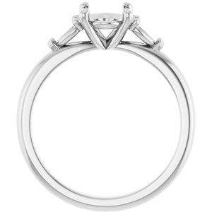 14K White Gold 8x6 mm Oval Engagement Ring Mounting