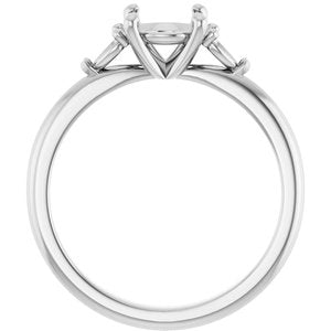 14K White Gold 6.5 mm Round Engagement Ring Mounting
