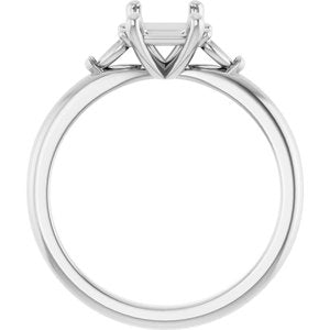 14K White Gold 7x5 mm Emerald Engagement Ring Mounting