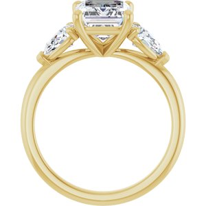 14K Yellow Gold 9x7 mm Emerald 5/8 CTW Lab-Grown Diamond Semi-Set Engagement Ring