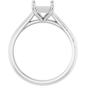 14K White Gold 8x6 mm Emerald Solitaire Engagement Ring Mounting