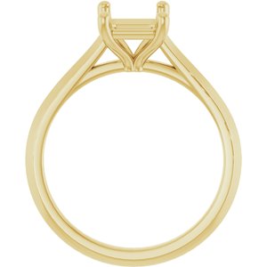 14K Yellow Gold 8x6 mm Emerald Solitaire Engagement Ring Mounting