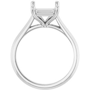 Platinum 10x8 mm Emerald Solitaire Engagement Ring Mounting