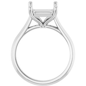 Platinum 11x9 mm Emerald Solitaire Engagement Ring Mounting