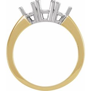 14K Yellow/White Gold Three-Stone Engagement Ring Mounting
