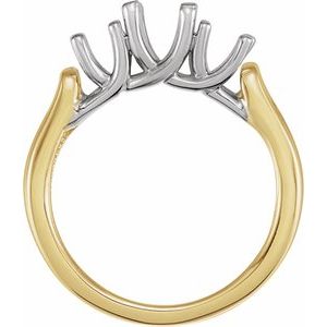 14K Yellow/White Gold Three-Stone Engagement Ring Mounting