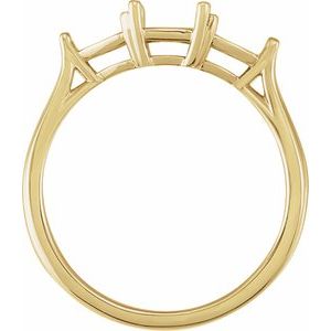 14K Yellow Gold 7x5 mm Emerald Accented Engagement Ring Mounting