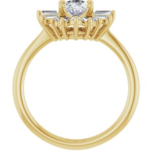14K Yellow Gold 7x5 mm Oval 1/2 CTW Natural Diamond Semi-Set Engagement Ring