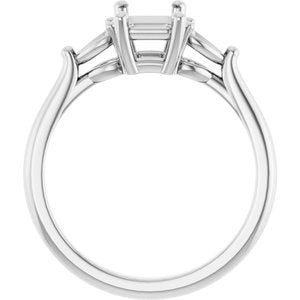 14K White Gold 7x5 mm Emerald Engagement Ring Mounting