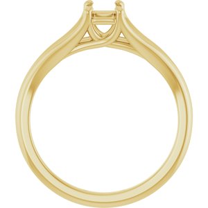 14K Yellow Gold 6x4 mm Emerald Solitaire Engagement Ring Mounting