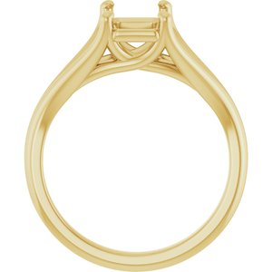 14K Yellow Gold 8x6 mm Emerald Solitaire Engagement Ring Mounting