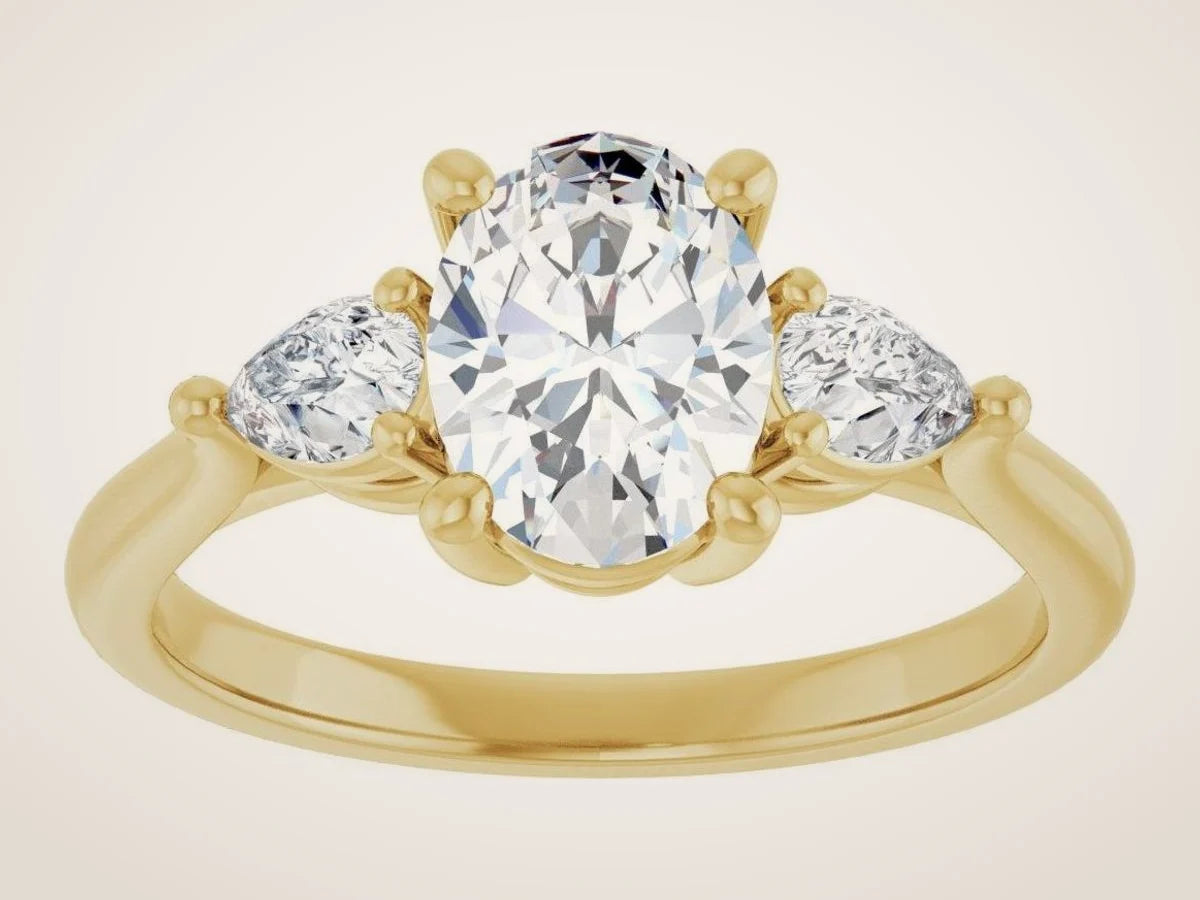 14K Yellow Gold 8x6 mm Oval 1/3 CTW Lab-Grown Diamond Semi-Set Engagement Ring